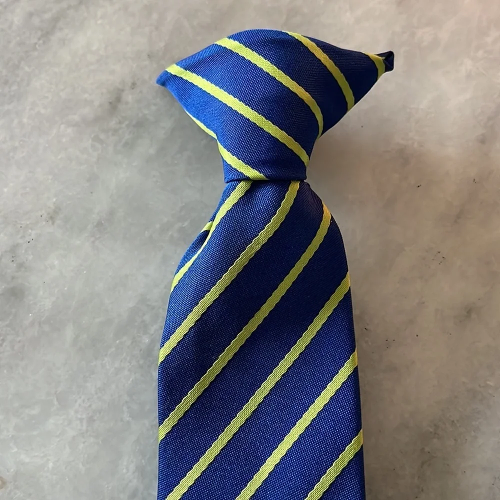 Navy & Neon Green Striped Baby Boys Clip On Tie